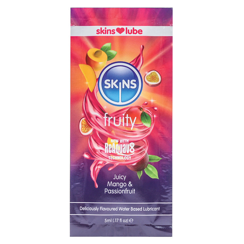 Skins Water Based Lubricant-Mango & Passion Fruit 5ml foil luvinglubes