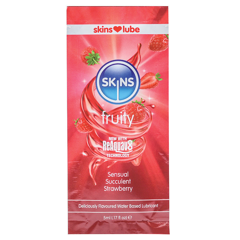 Skins Water Based Lubricant-Strawberry 5ml foil luvinglubes