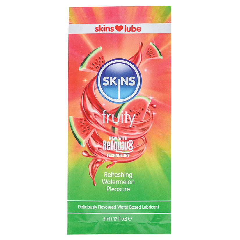 Skins Water Based Lubricant-Watermelon 5ml foil luvinglubes