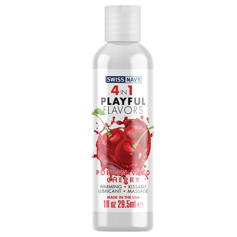 Swiss Navy 4 In 1 Playful Flavors-Poppin Wild Cherry 1oz luvinglubes