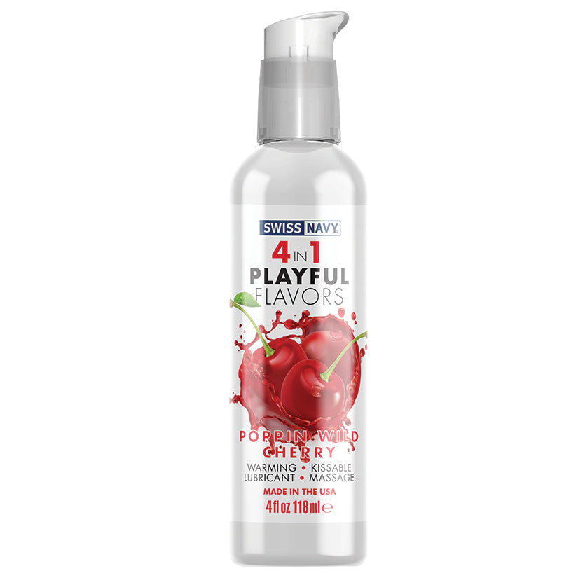 Swiss Navy 4 In 1 Playful Flavors-Poppin Wild Cherry 4oz luvinglubes